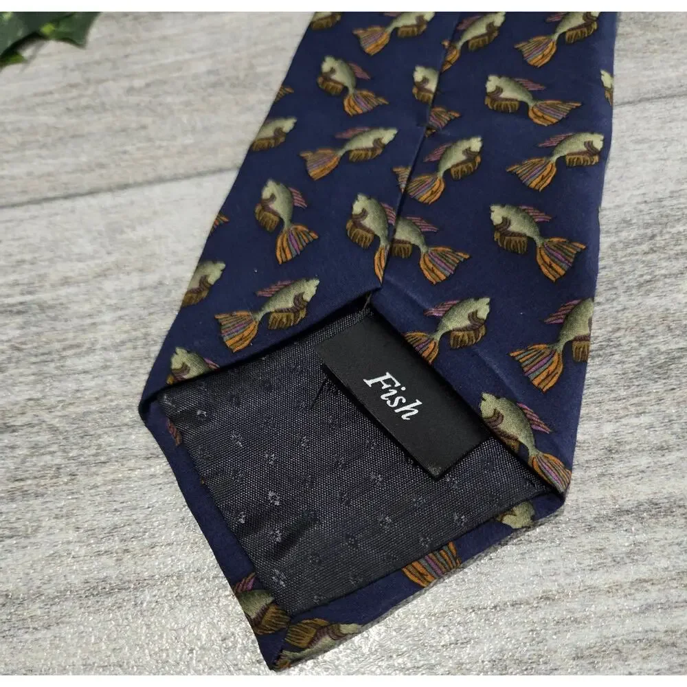 J. Garcia Fish Print Men's Silk Necktie